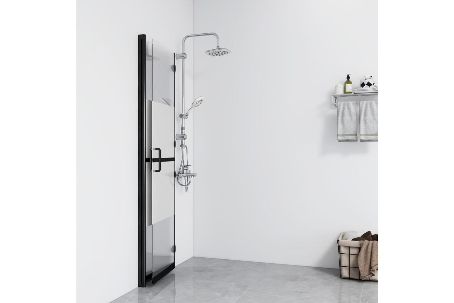 vidaXL 151186 Foldable Walk-in Shower Wall Half Frosted Esg Glass 70x190cm-3
