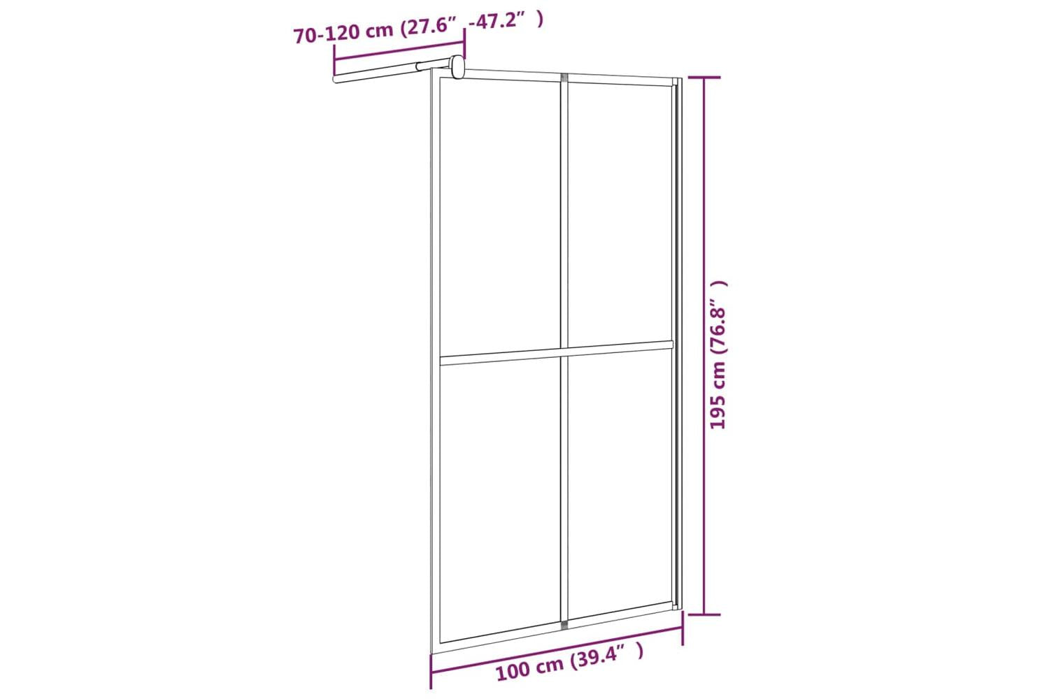 Vidaxl 151886 Walk-in Shower Screen 100x195cm Dark Tempered Glass-7