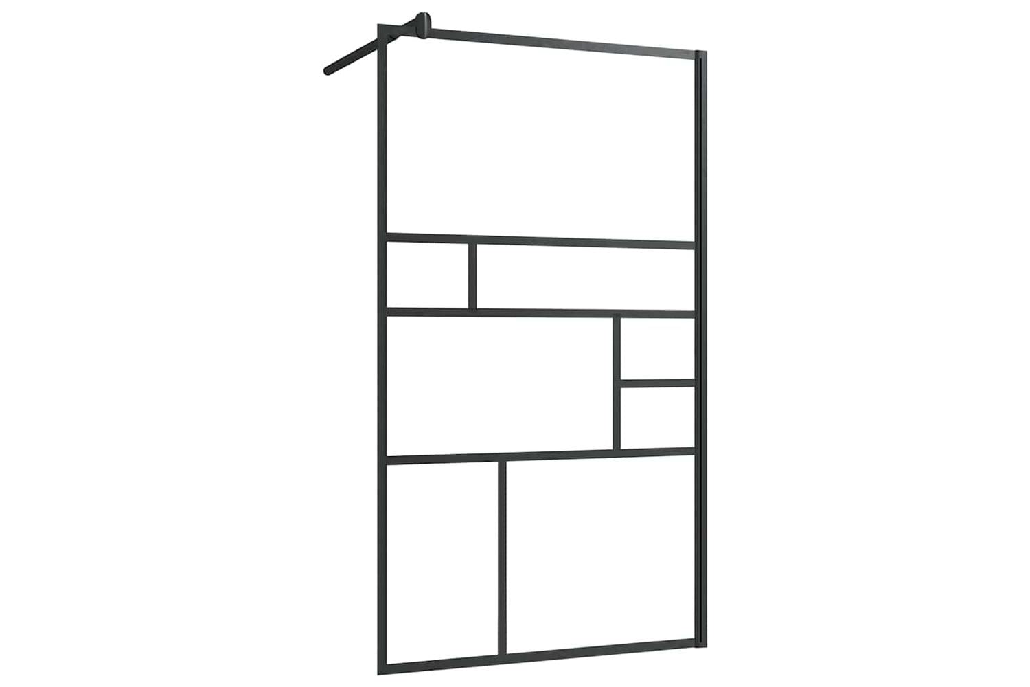 vidaXL 150753 Walk-in Shower Wall With Clear Esg Glass 90x195cm Black-2