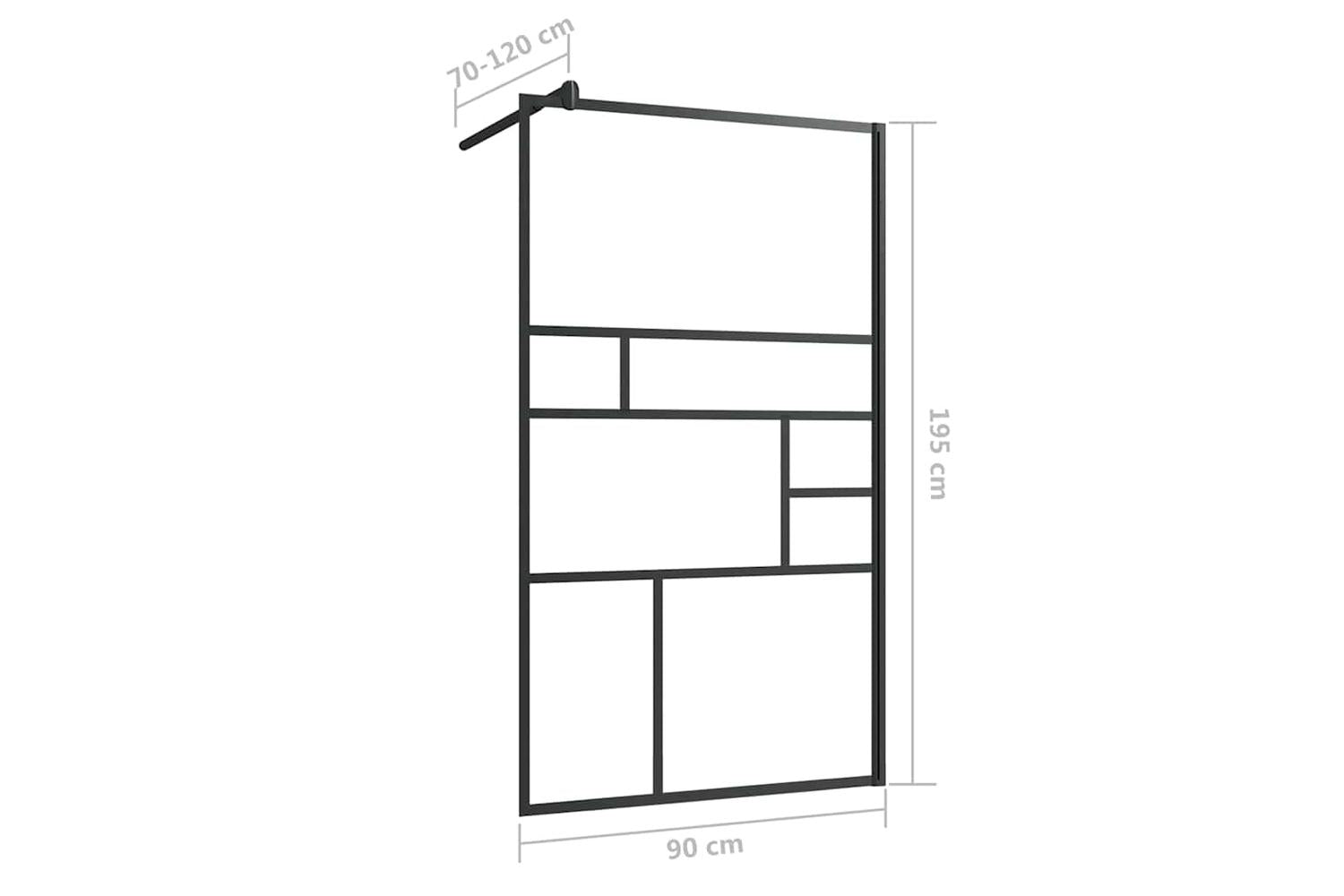 vidaXL 150753 Walk-in Shower Wall With Clear Esg Glass 90x195cm Black-6