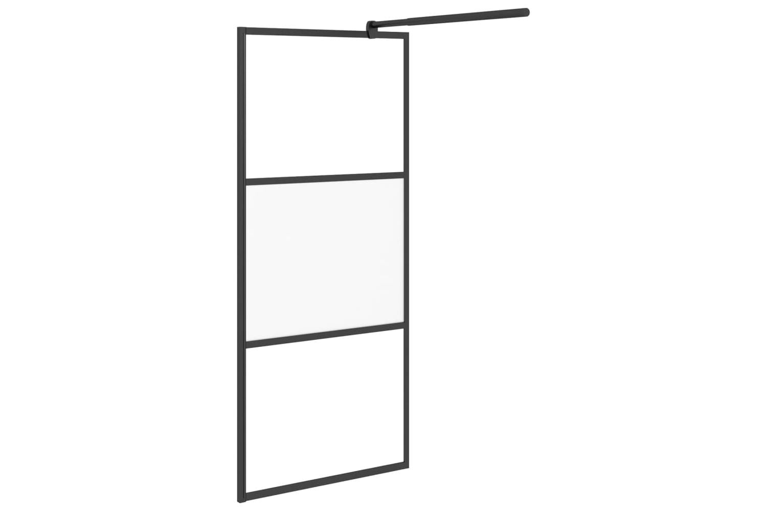 vidaXL 151872 Walk-in Shower Wall 80x195cm Half Frosted Esg Glass Black-4