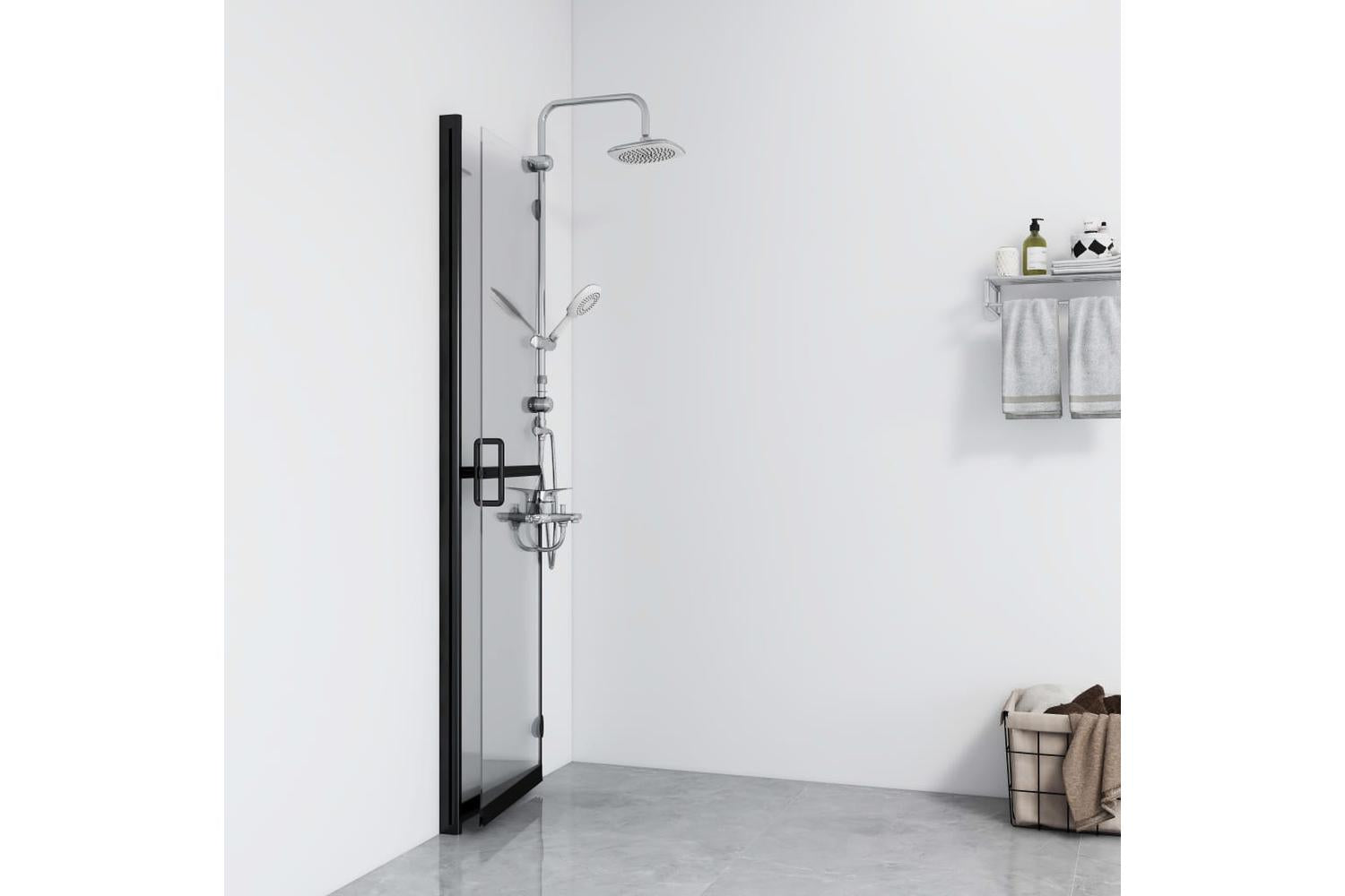 vidaXL 151185 Foldable Walk-in Shower Wall Transparent Esg Glass 120x190cm-3