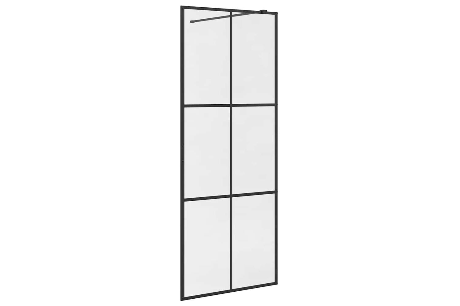 vidaXL 151023 Walk-in Shower Wall With Clear Esg Glass 80x195cm Black-2