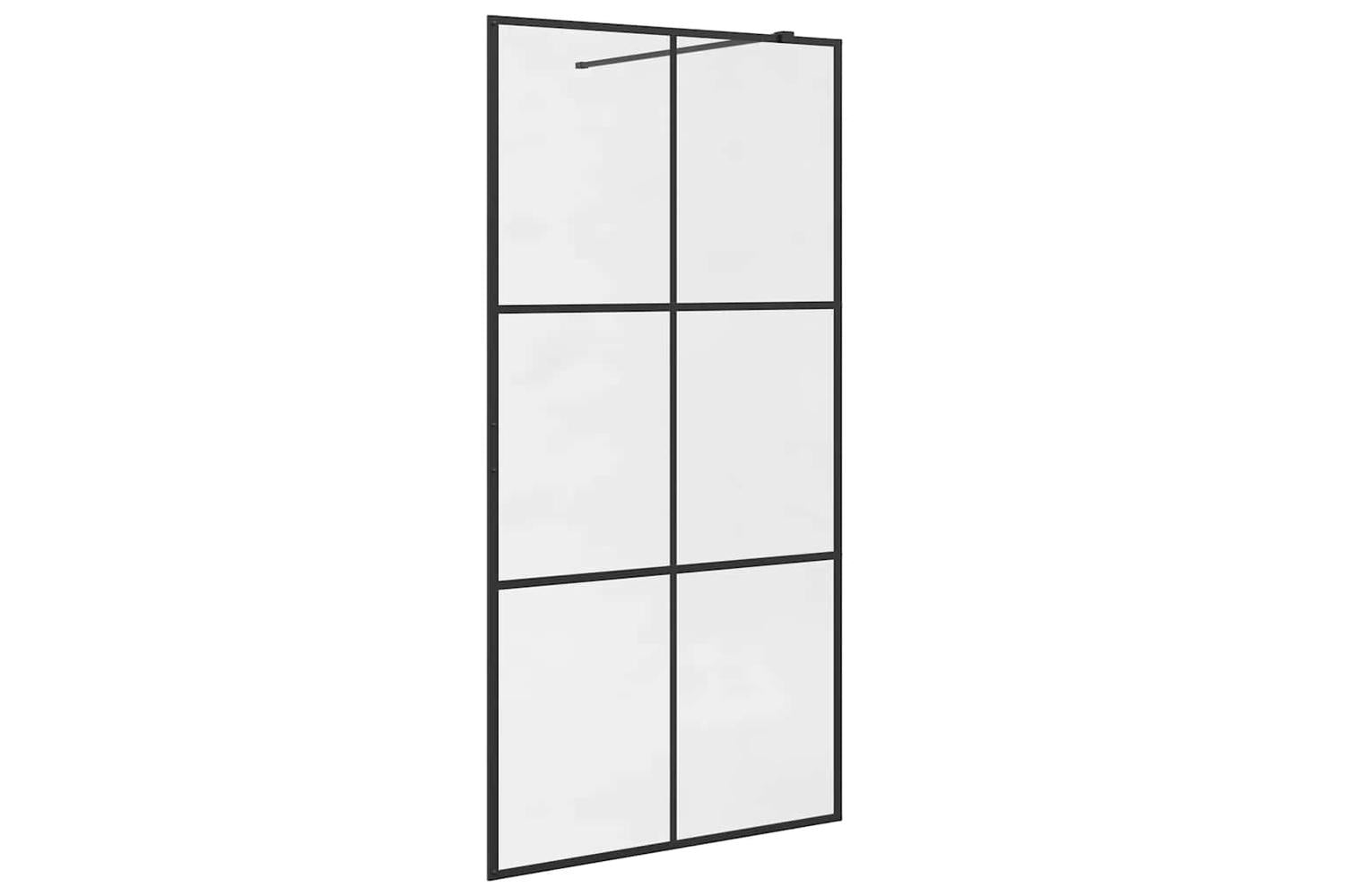 vidaXL 151025 Walk-in Shower Wall With Clear Esg Glass 100x195cm Black-2