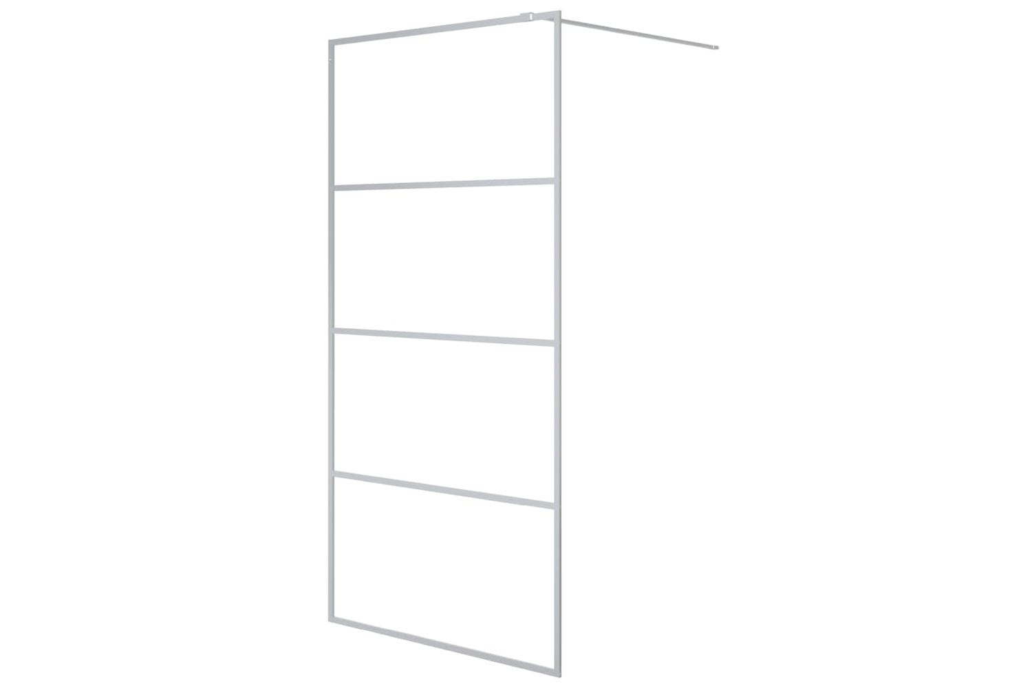vidaXL 152137 Walk-in Shower Wall Silver 100x195cm Clear Esg Glass-2