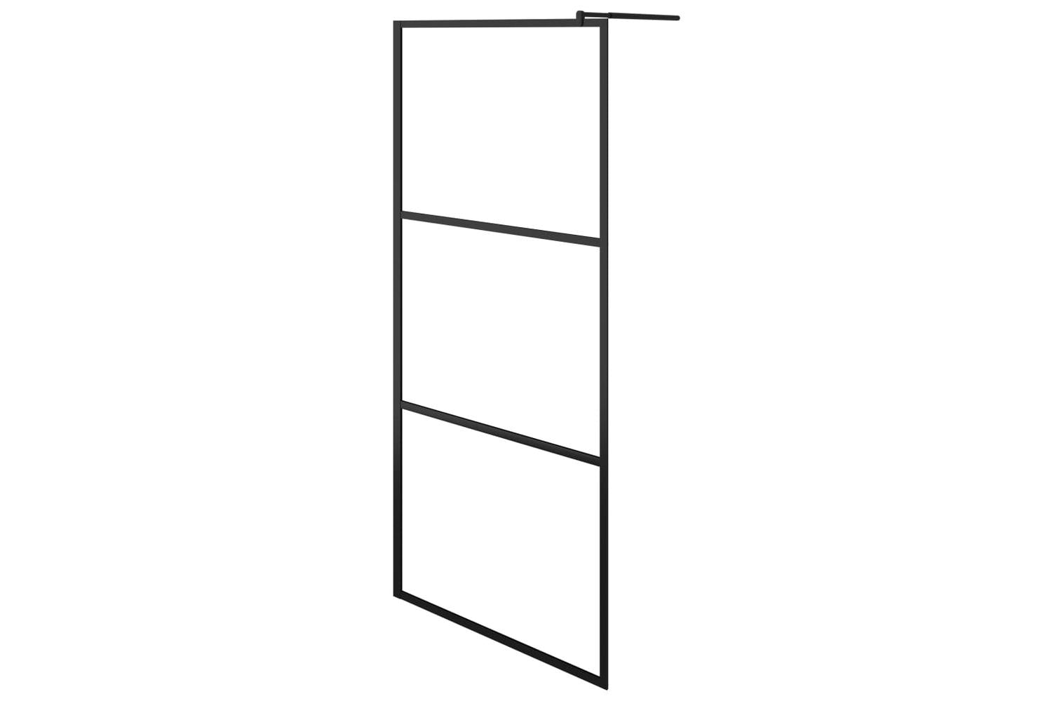 vidaXL 149148 Walk-in Shower Wall With Clear Esg Glass Black 80x195cm-2