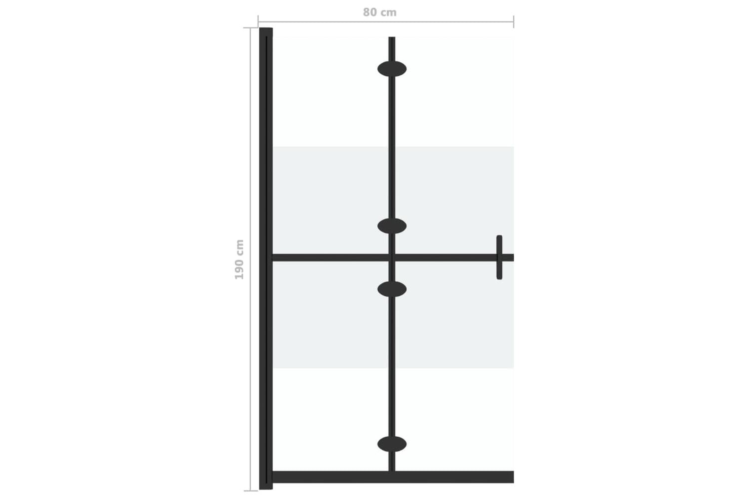 vidaXL 151187 Foldable Walk-in Shower Wall Half Frosted Esg Glass 80x190cm-7