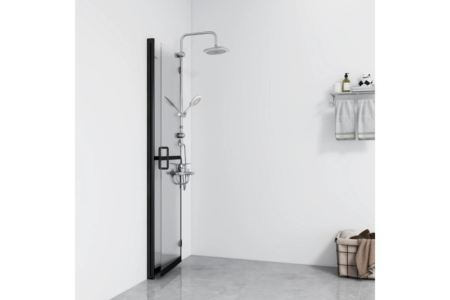 vidaXL 151183 Foldable Walk-in Shower Wall Transparent Esg Glass 100x190cm-3