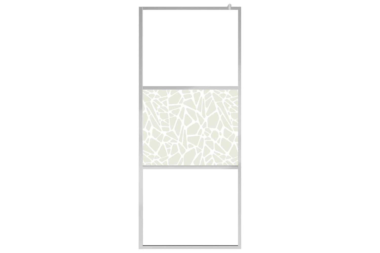vidaXL 146651 Walk-in Shower Wall Esg Glass With Stone Design 90x195cm-3