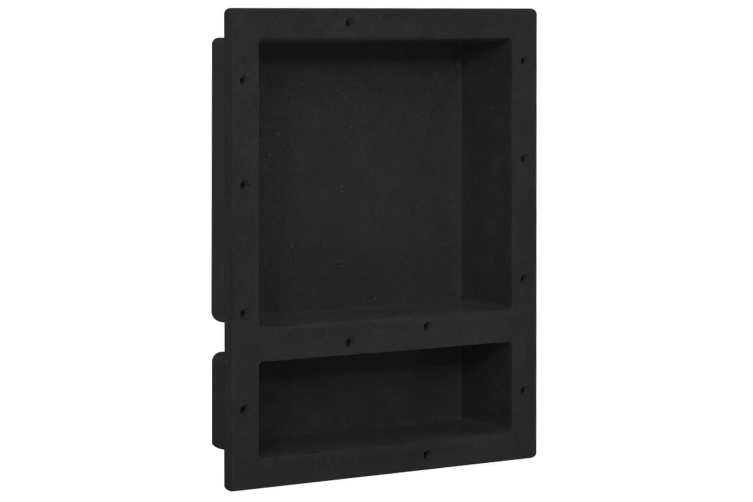 vidaXL 151397 Shower Niche With 2 Compartments Matt Black 41x51x10cm