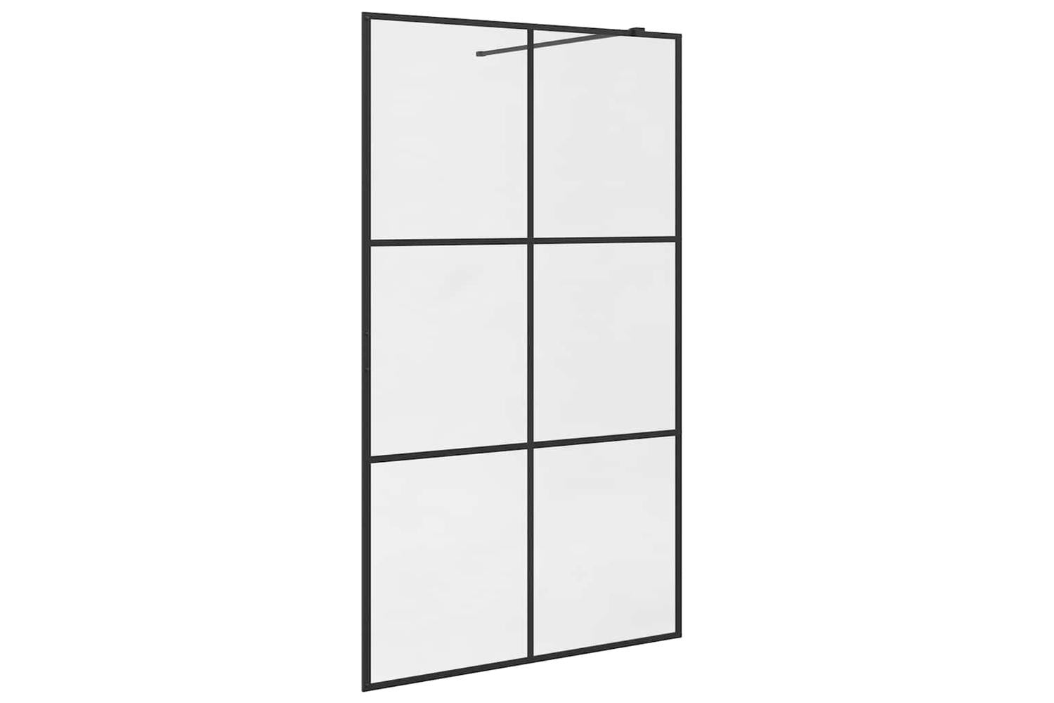 vidaXL 151026 Walk-in Shower Wall With Clear Esg Glass 115x195cm Black
