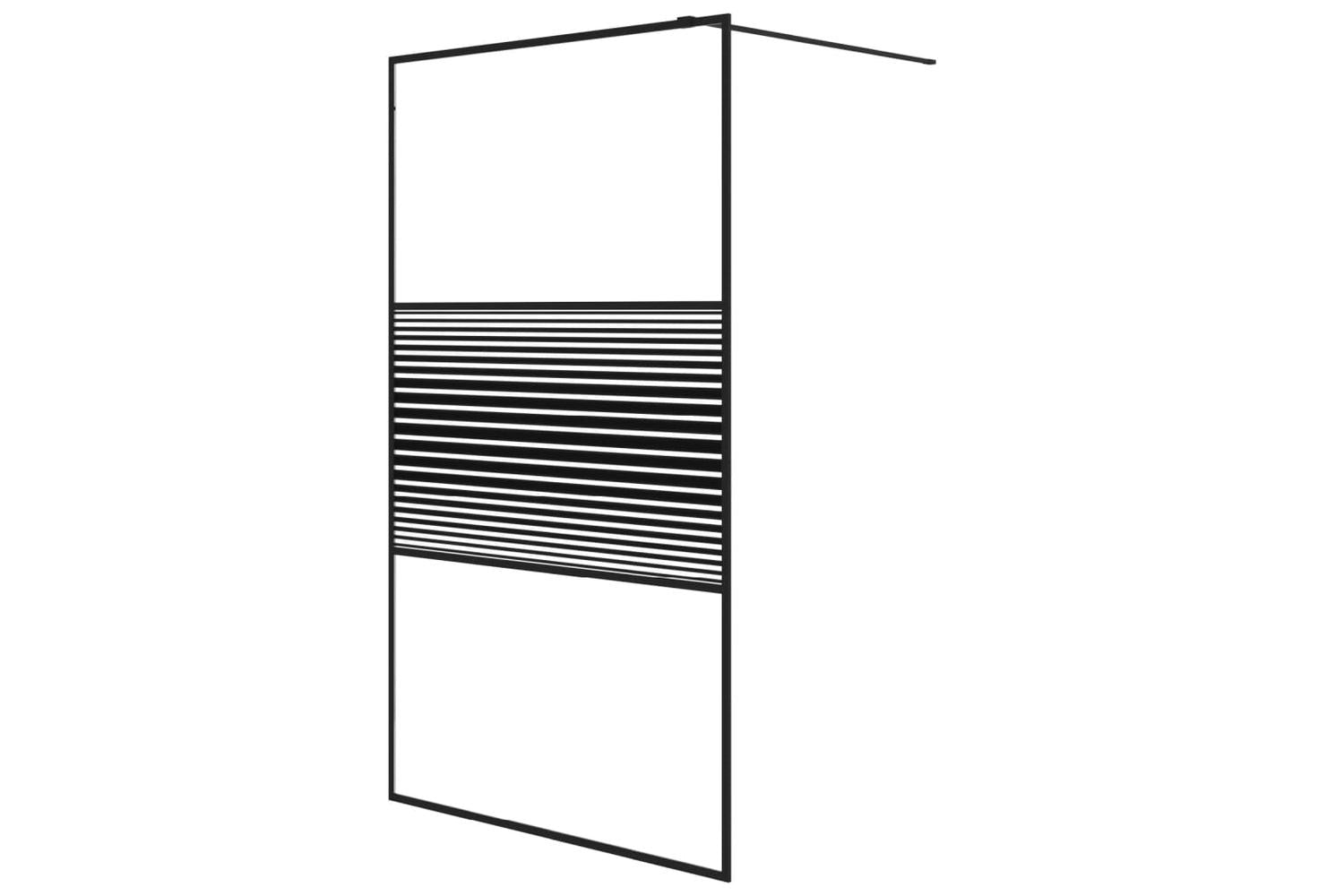 vidaXL 152148 Walk-in Shower Wall Black 115x195cm Clear Esg Glass