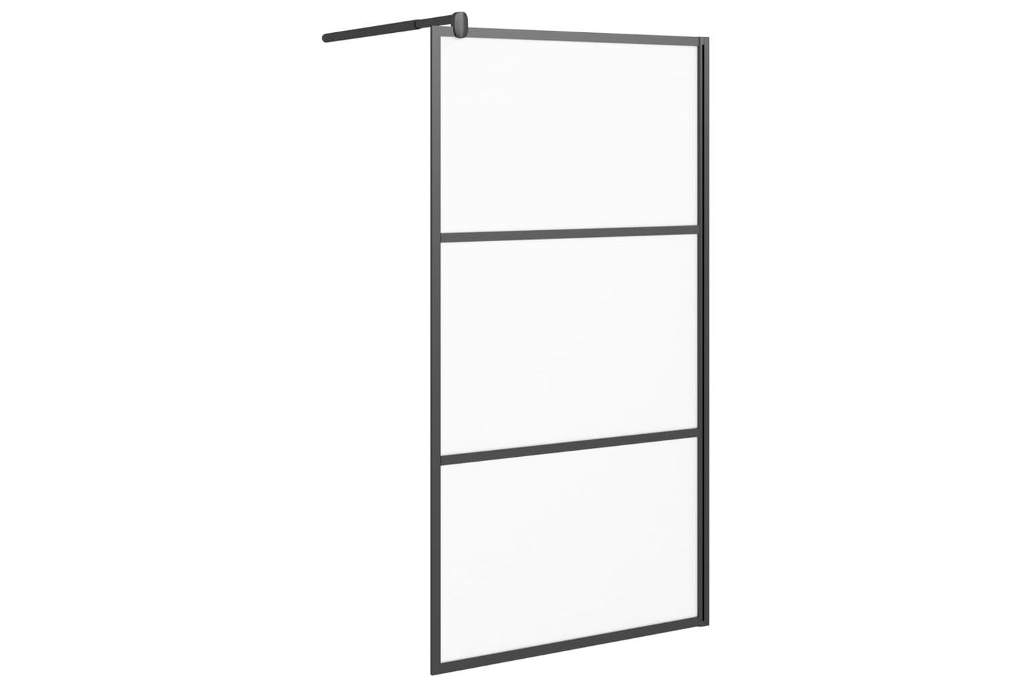 vidaXL 151878 Walk-in Shower Wall 100x195cm Frosted Esg Glass Black