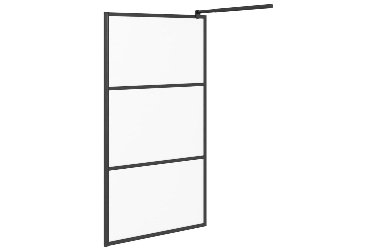 vidaXL 151878 Walk-in Shower Wall 100x195cm Frosted Esg Glass Black-4