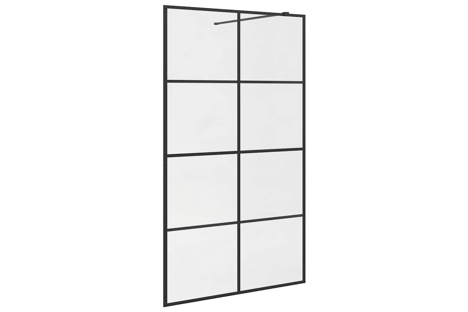 vidaXL 151036 Walk-in Shower Wall With Clear Esg Glass 115x195cm Black