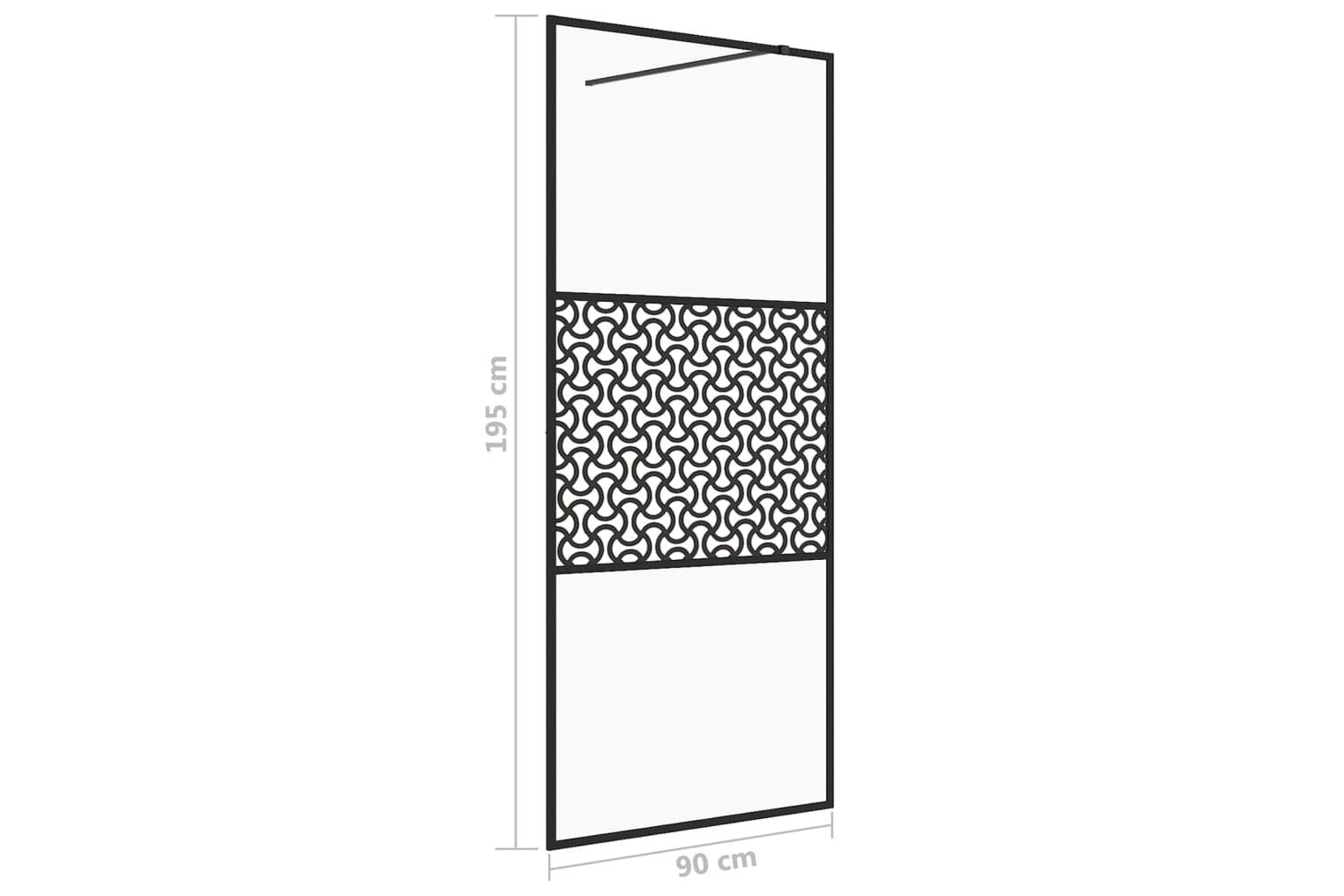 vidaXL 151029 Walk-in Shower Wall With Clear Esg Glass 90x195cm Black-5