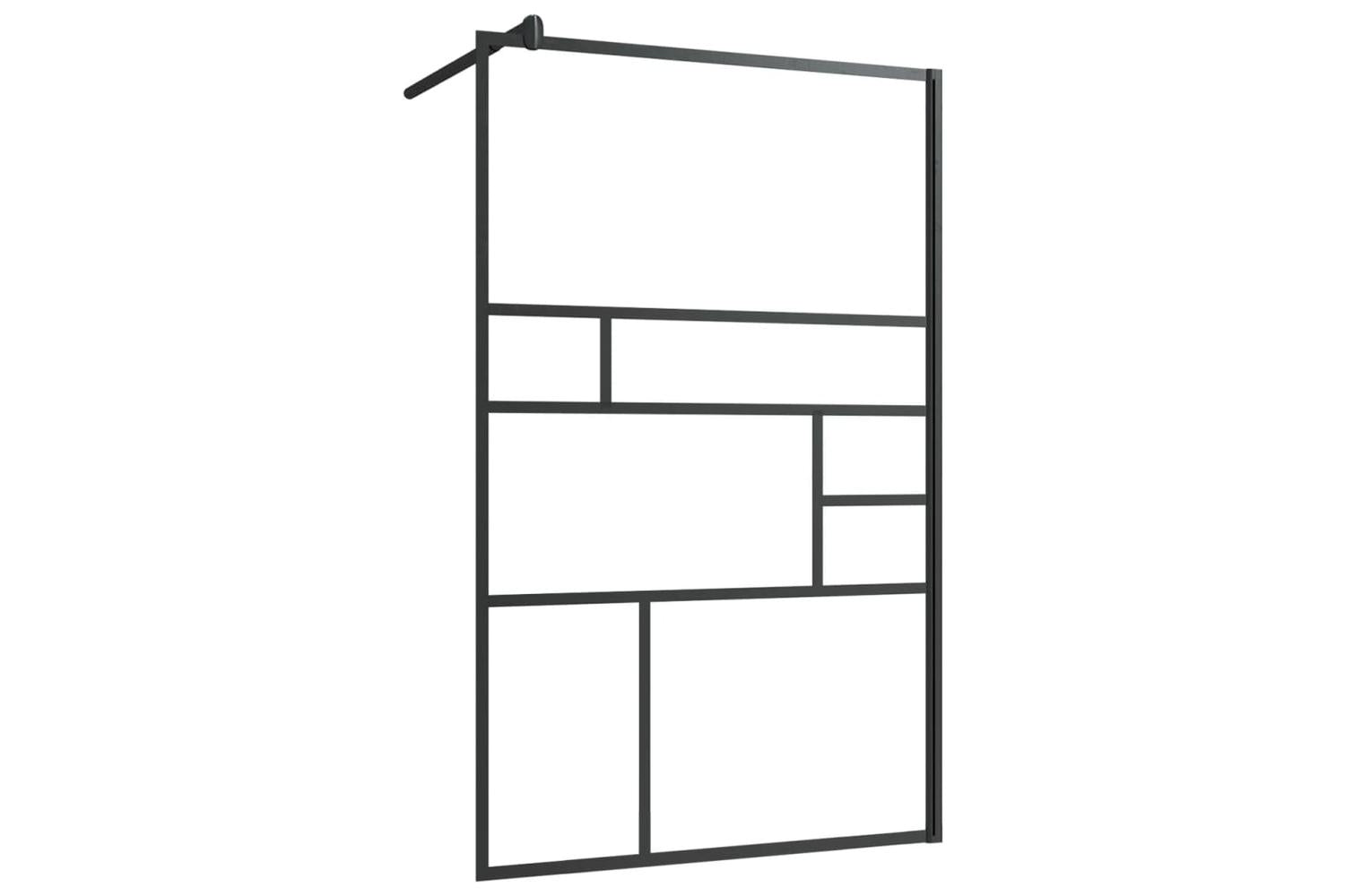 vidaXL 150754 Walk-in Shower Wall With Clear Esg Glass 100x195cm Black