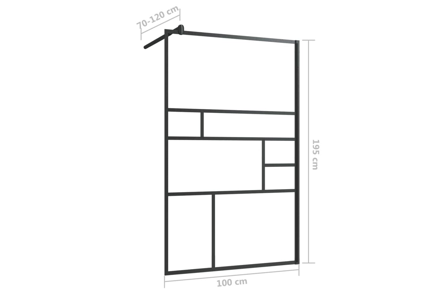 vidaXL 150754 Walk-in Shower Wall With Clear Esg Glass 100x195cm Black-6