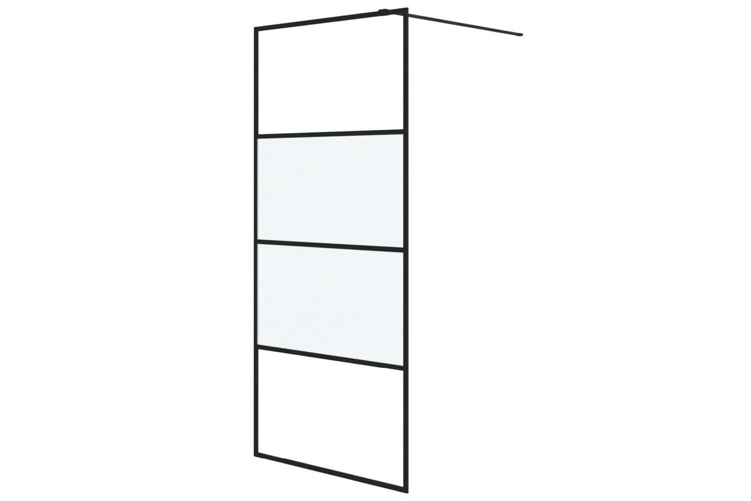 vidaXL 152126 Walk-in Shower Wall Black 90x195cm Half Frosted Esg Glass-2