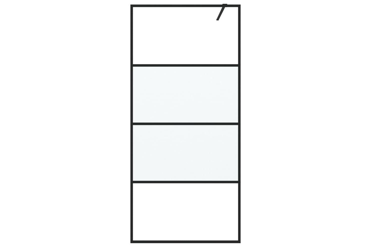 vidaXL 152126 Walk-in Shower Wall Black 90x195cm Half Frosted Esg Glass-3