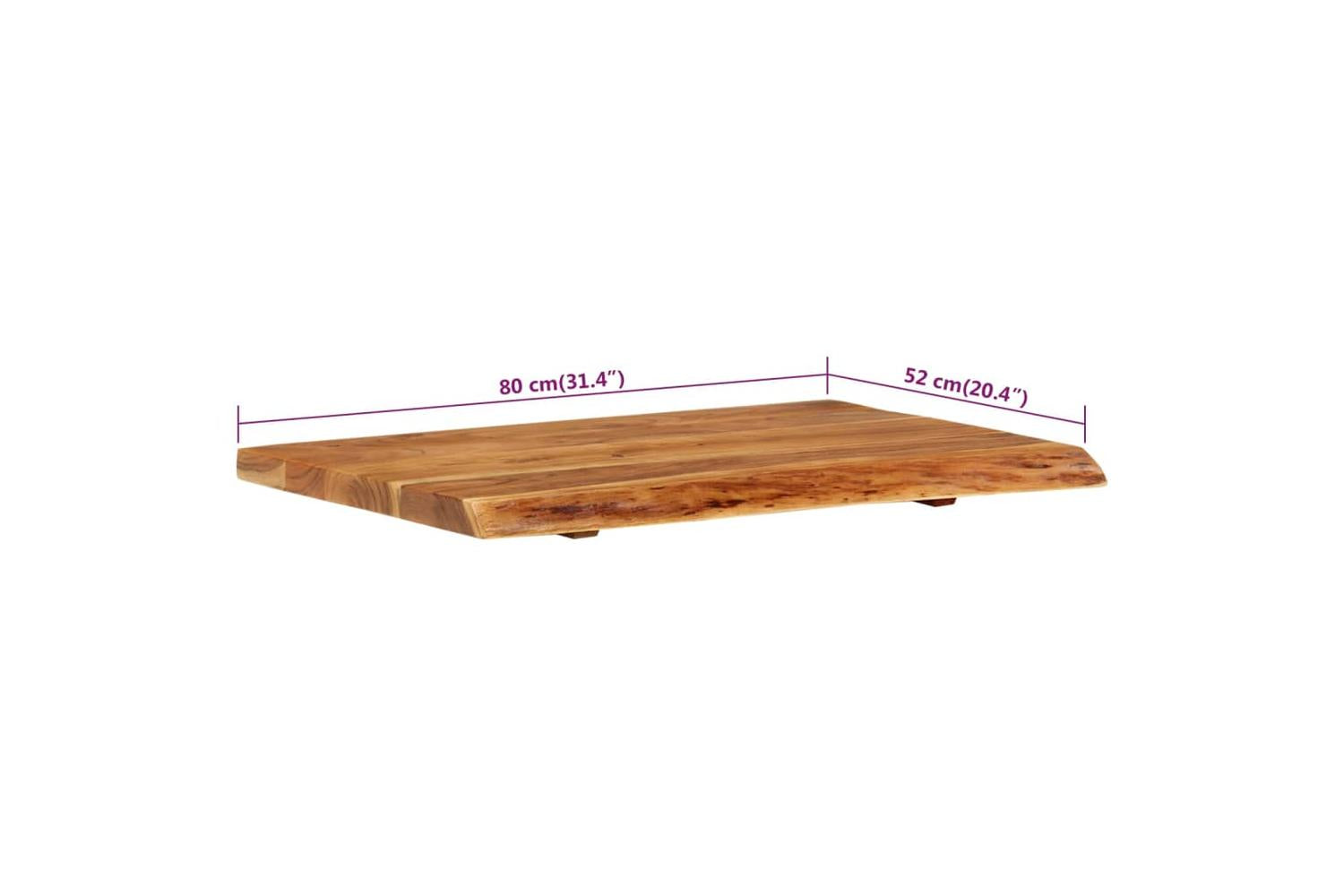 vidaXL 286320 Bathroom Vanity Top Solid Acacia Wood 80x52x3.8cm-7