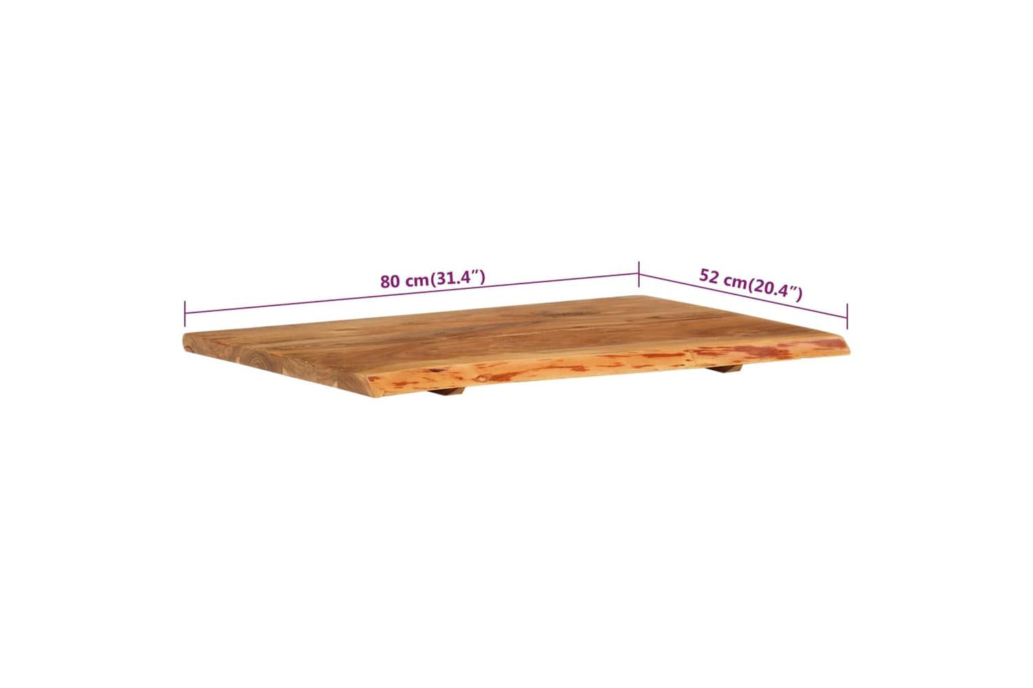 vidaXL 286319 Bathroom Vanity Top Solid Acacia Wood 80x52x2.5cm-7