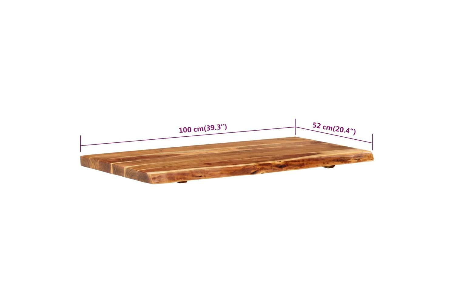 vidaXL 286322 Bathroom Vanity Top Solid Acacia Wood 100x52x3.8cm-7