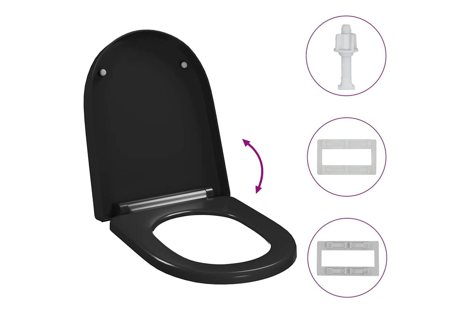 Vidaxl 145023 Soft-close Toilet Seat With Quick-release Design Black-9