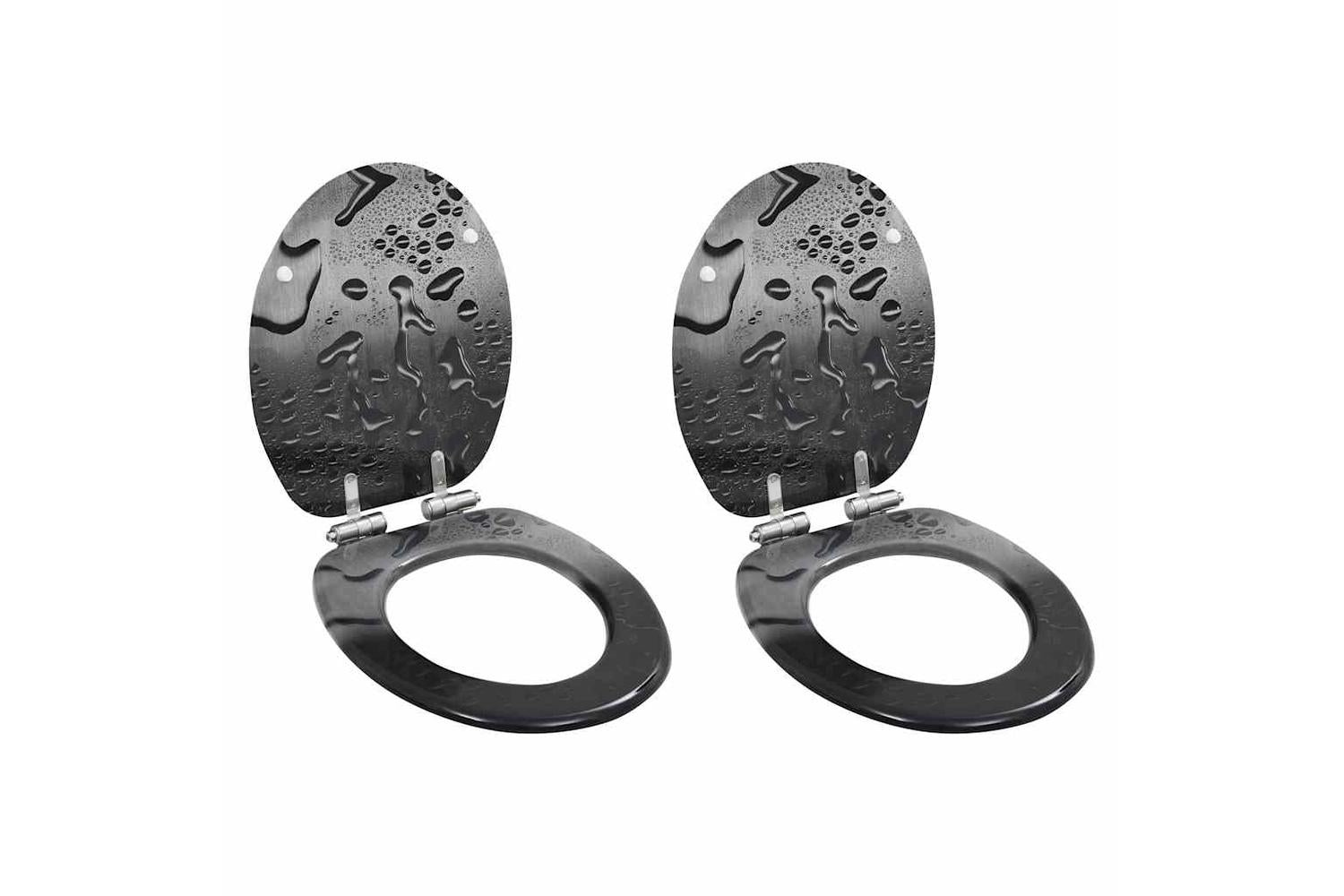 Vidaxl 277001 Wc Toilet Seats 2 Pcs With Soft Close Lids Mdf Water Drop Design