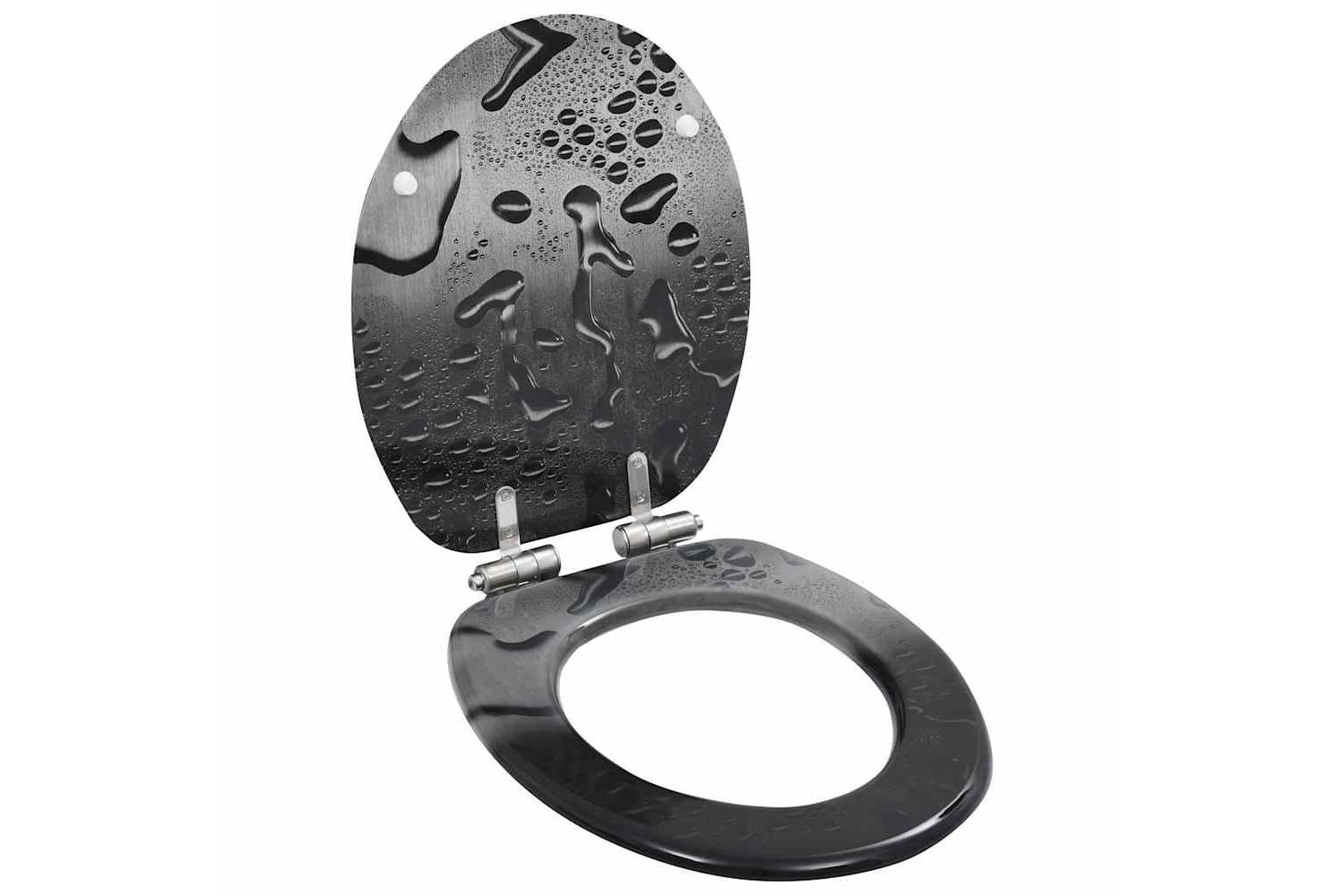 Vidaxl 277001 Wc Toilet Seats 2 Pcs With Soft Close Lids Mdf Water Drop Design-2