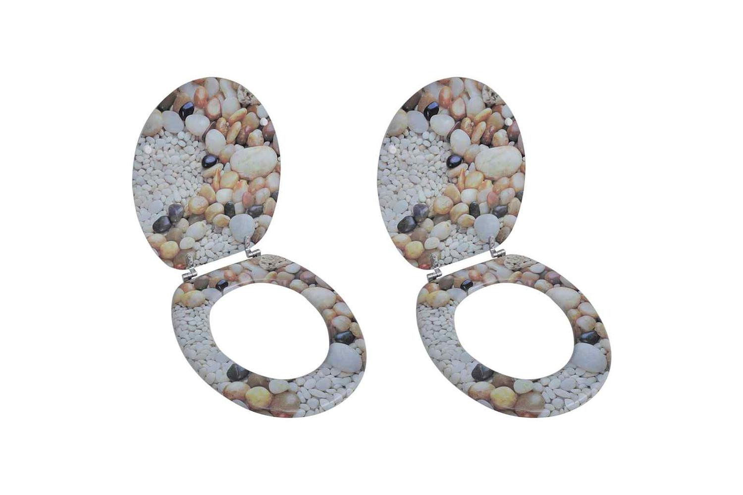 Vidaxl 275918 Toilet Seats With Lids 2 Pcs Mdf Pebbles