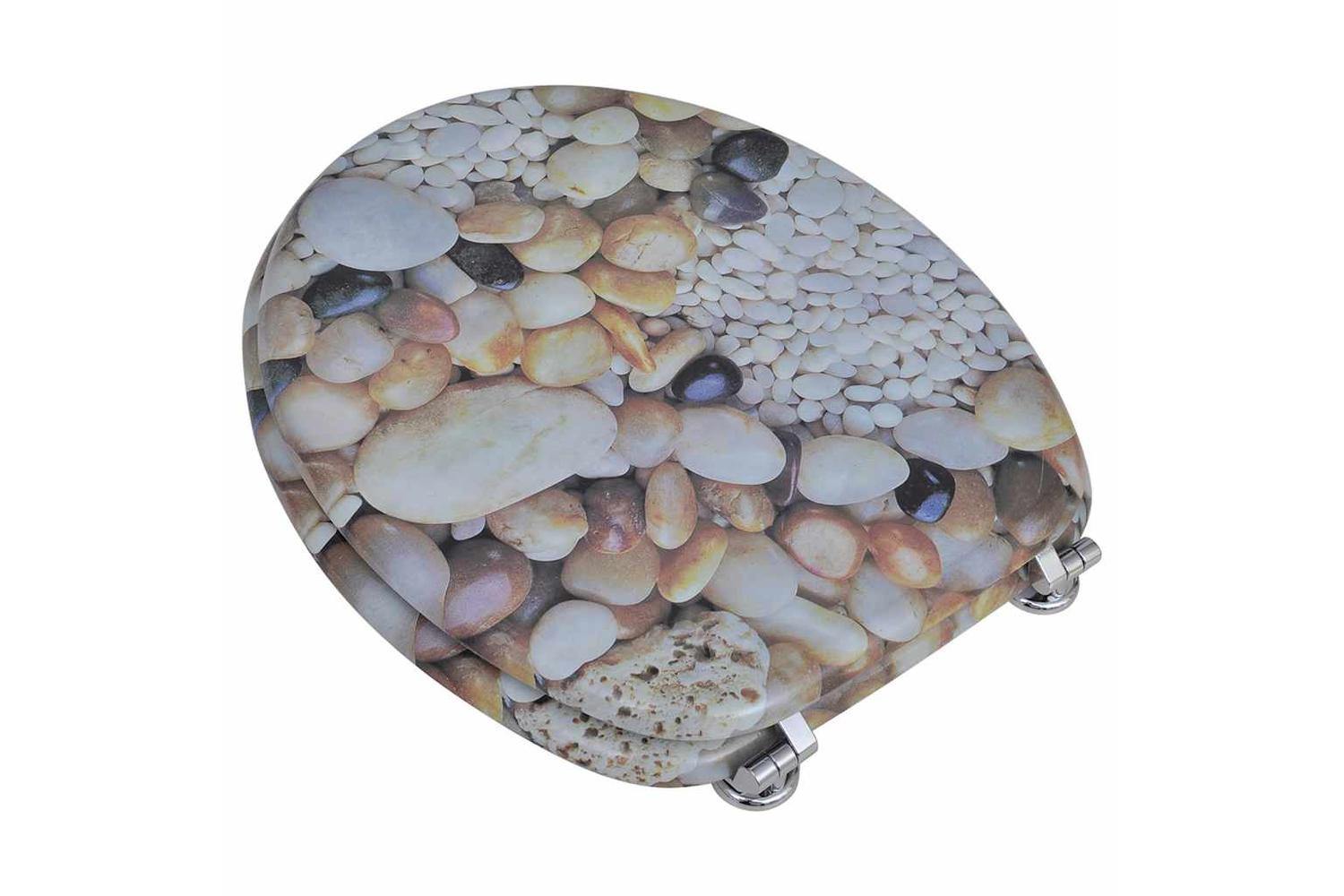 Vidaxl 275918 Toilet Seats With Lids 2 Pcs Mdf Pebbles-4