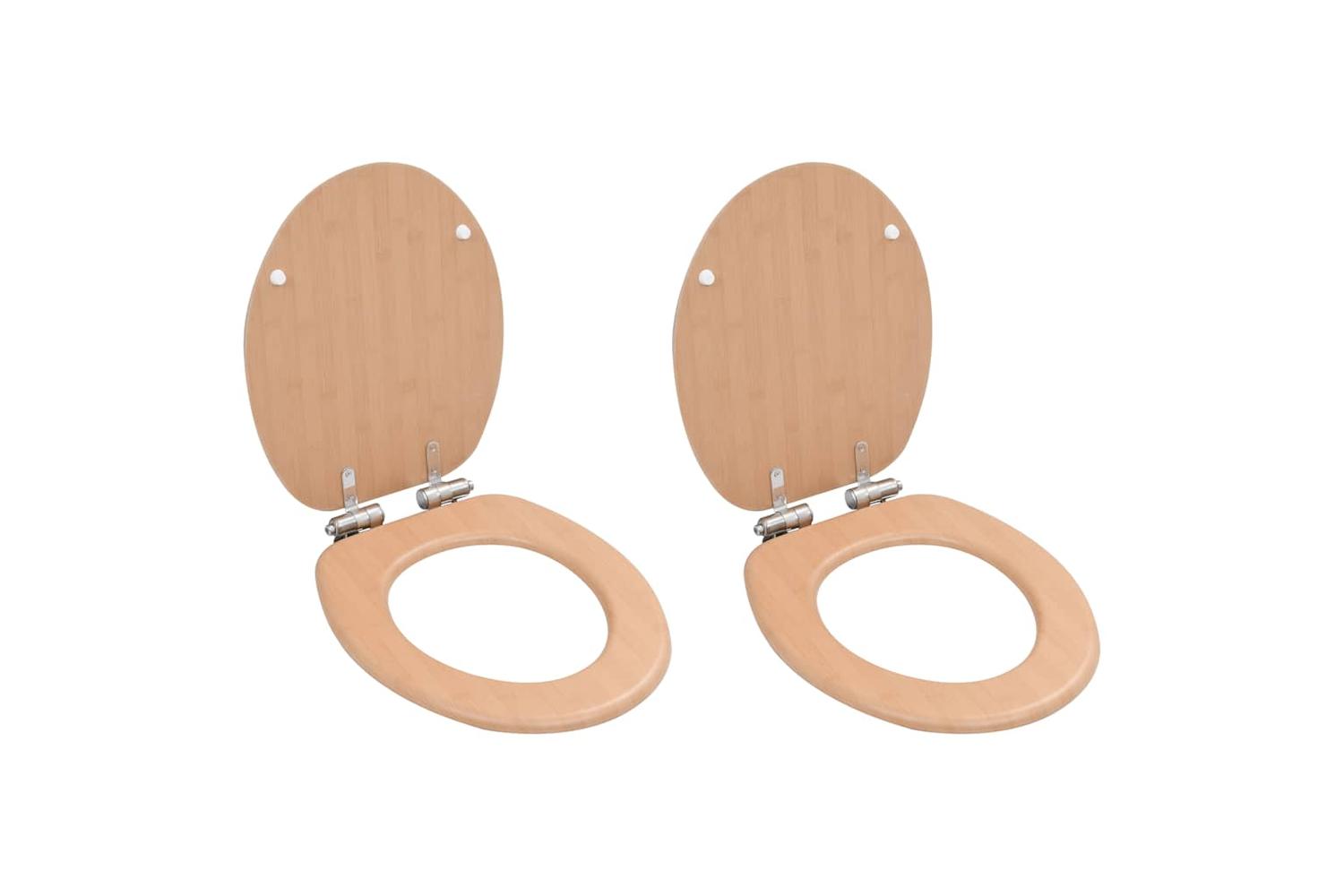 Vidaxl 276994 Wc Toilet Seats 2 Pcs With Soft Close Lids Mdf Bamboo Design