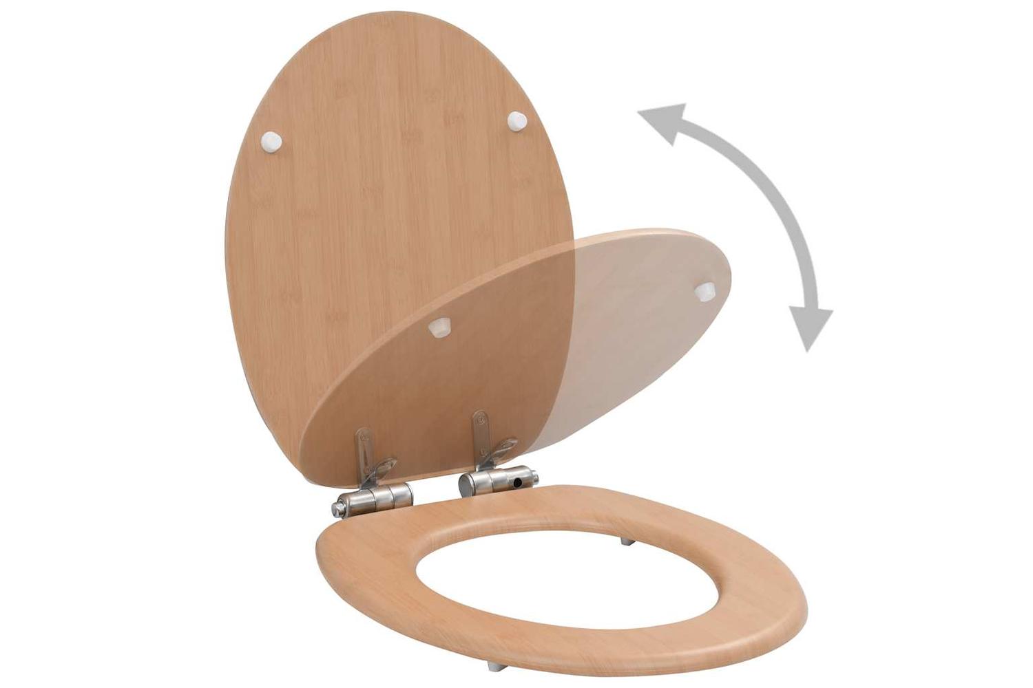 Vidaxl 276994 Wc Toilet Seats 2 Pcs With Soft Close Lids Mdf Bamboo Design-3