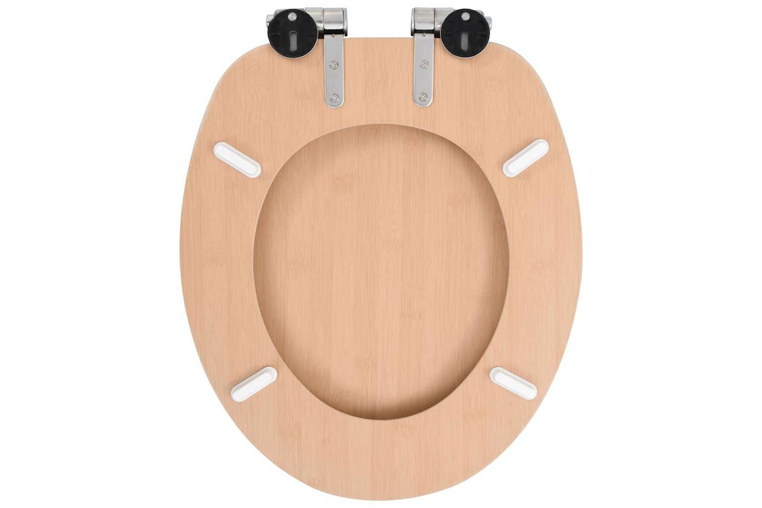 Vidaxl 276994 Wc Toilet Seats 2 Pcs With Soft Close Lids Mdf Bamboo Design-6