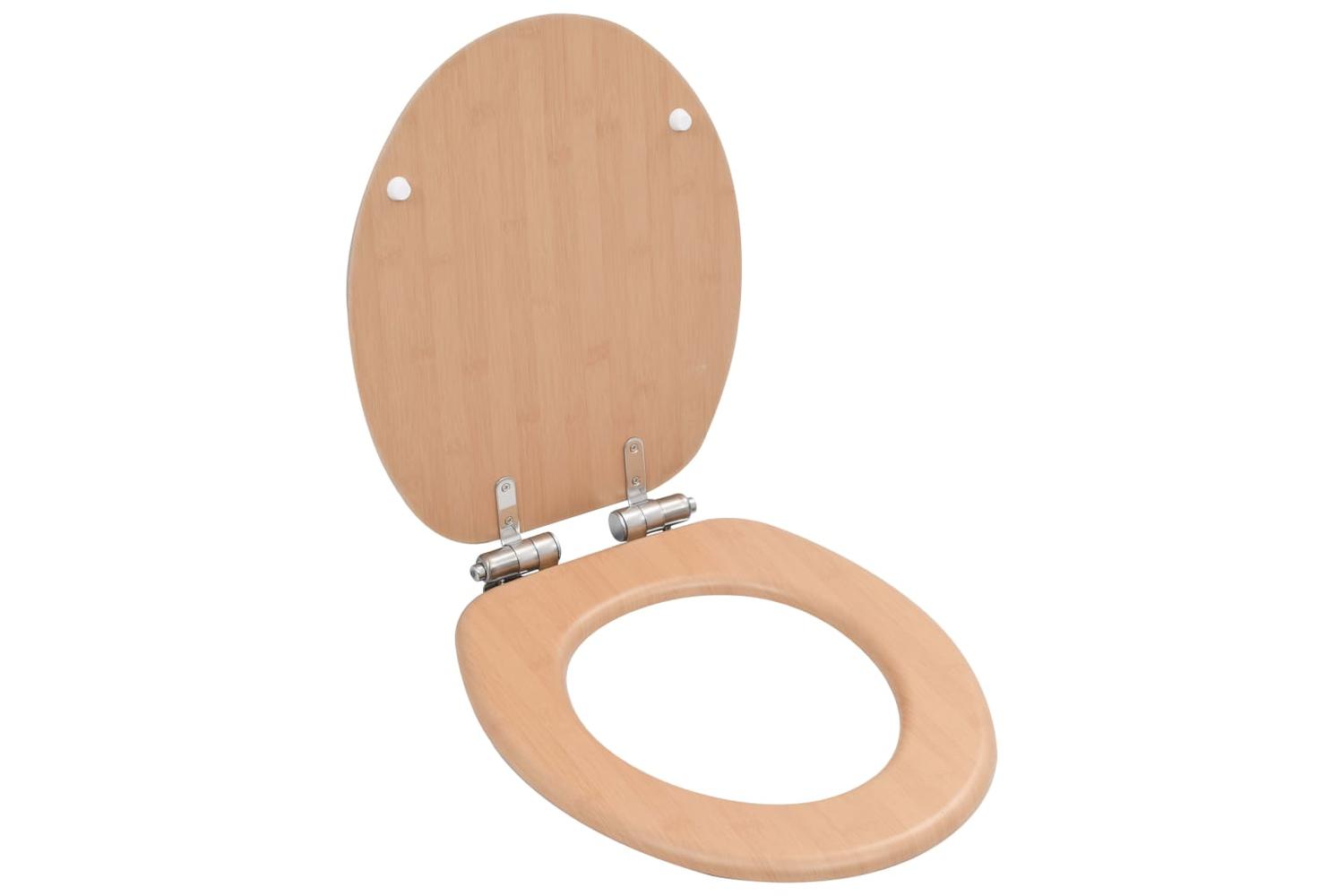 Vidaxl 143926 Wc Toilet Seat With Soft Close Lid Mdf Bamboo Design