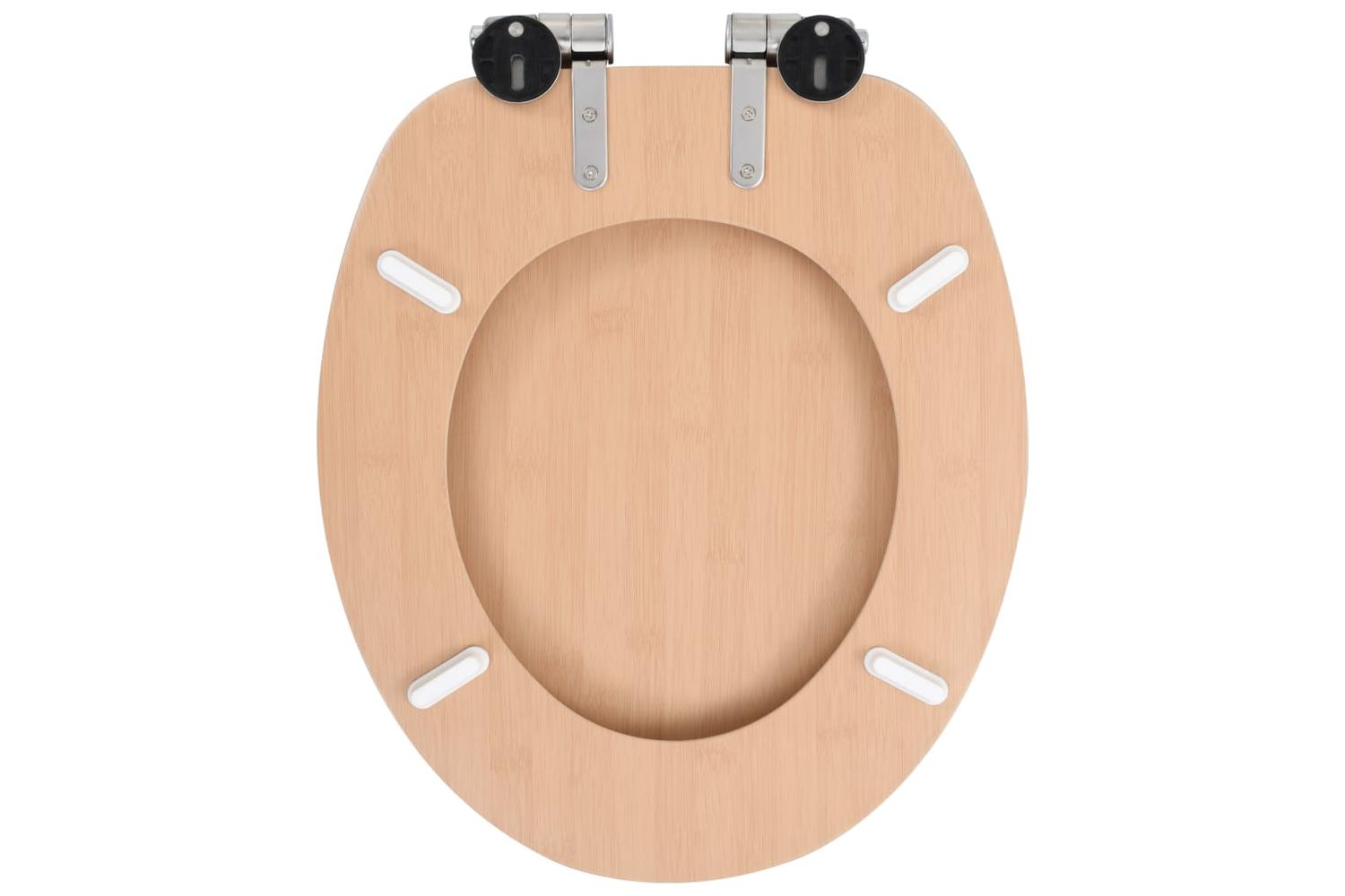 Vidaxl 143926 Wc Toilet Seat With Soft Close Lid Mdf Bamboo Design-5