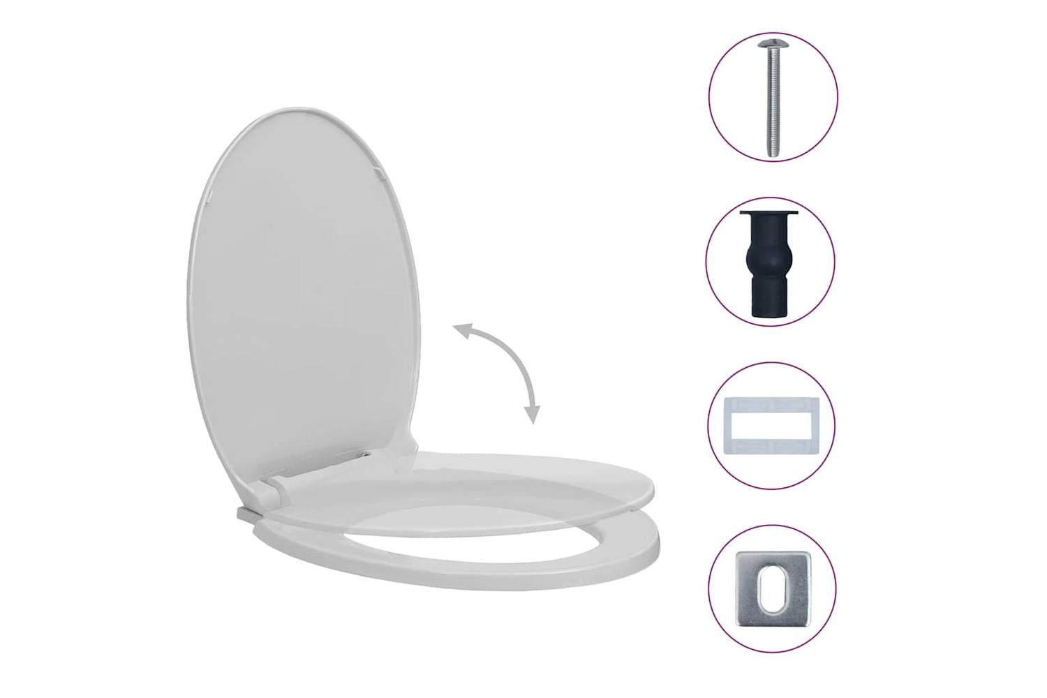 Vidaxl 145815 Soft-close Toilet Seat Quick Release Light Grey Oval-2