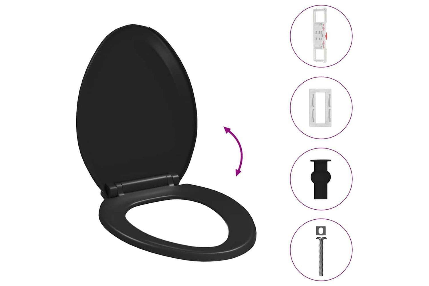 Vidaxl 145020 Soft-close Toilet Seat With Quick-release Design Black-9