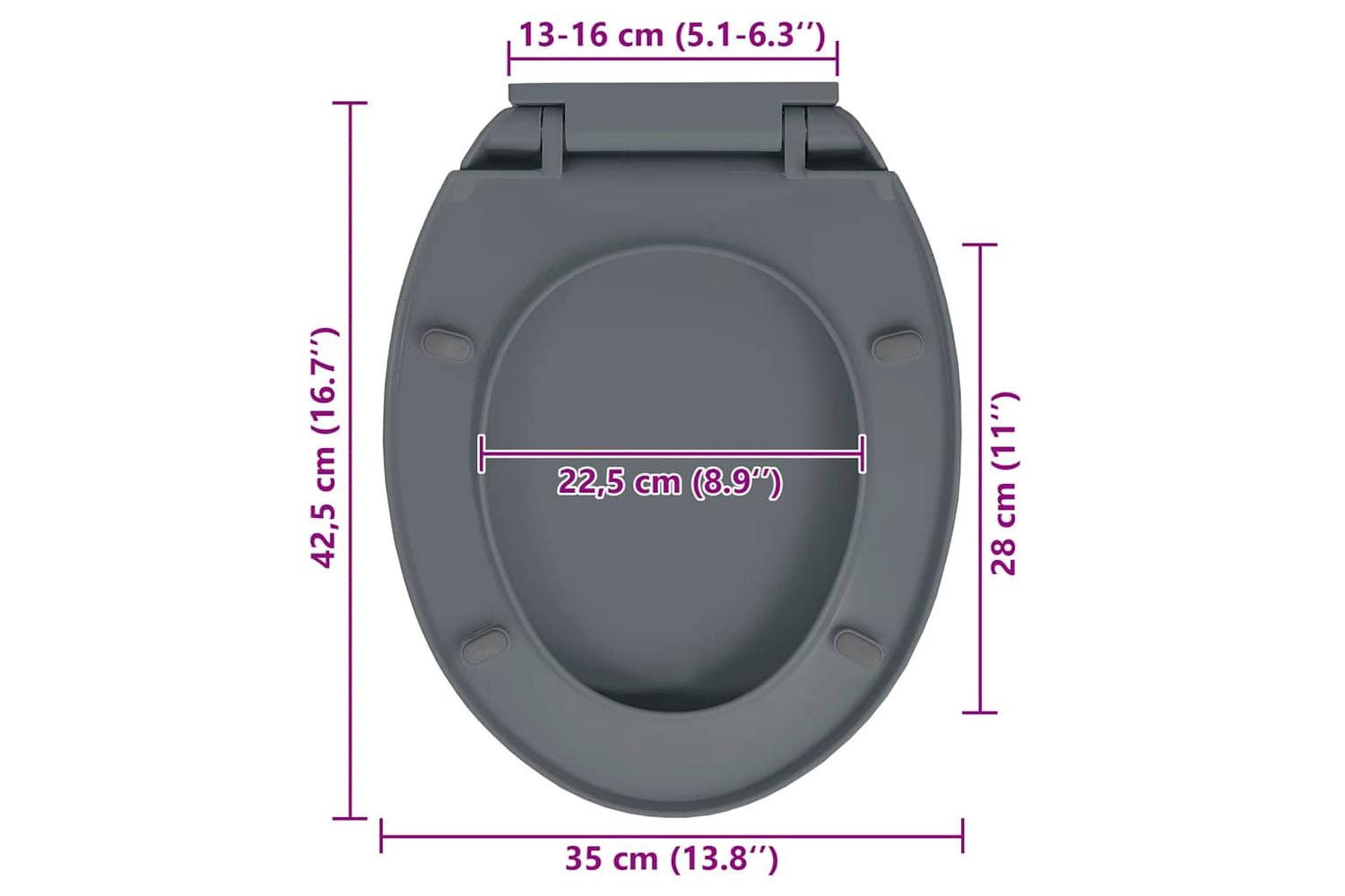 Vidaxl 145817 Soft-close Toilet Seat Quick Release Grey Oval-10