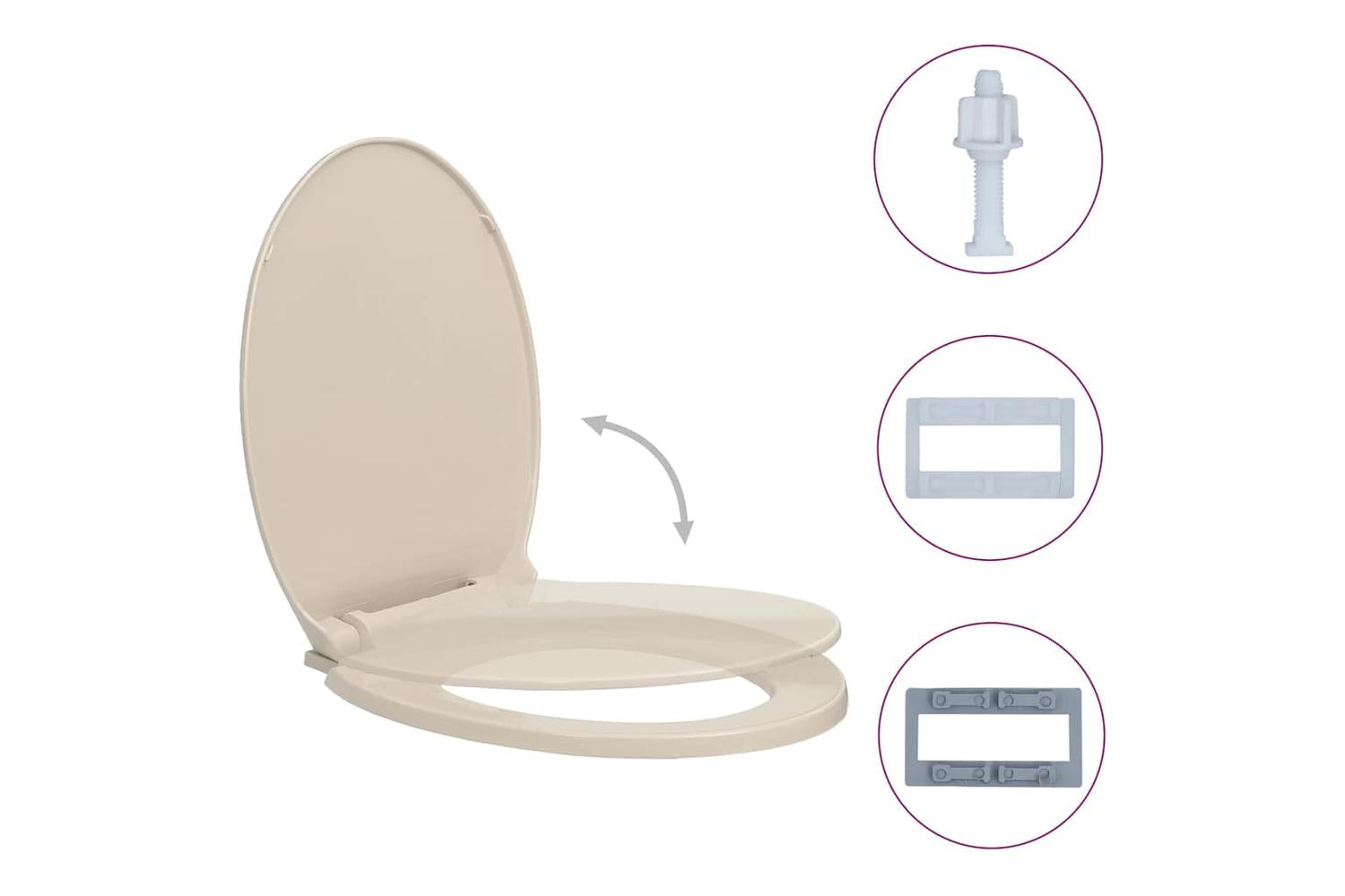 Vidaxl 145818 Soft-close Toilet Seat Apricot Oval-2