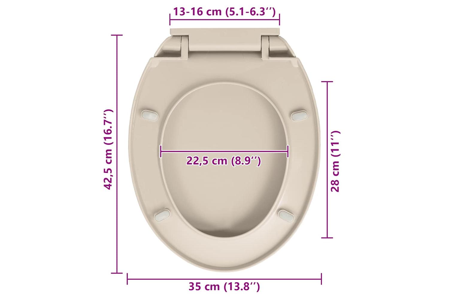 Vidaxl 145818 Soft-close Toilet Seat Apricot Oval-10