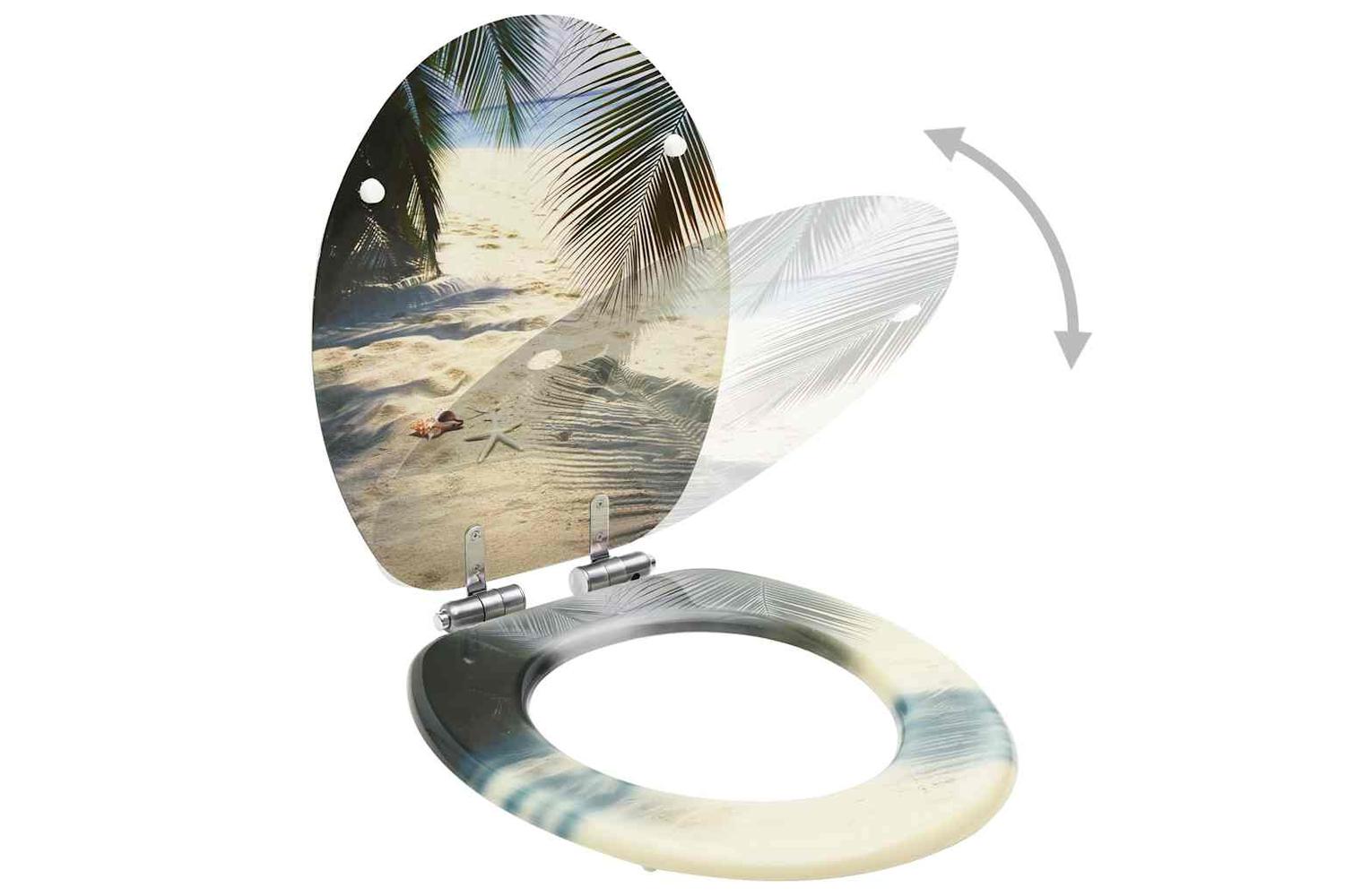 Vidaxl 3056416 Wc Toilet Seats With Soft Close Lid 2 Pcs Mdf Beach Design-2