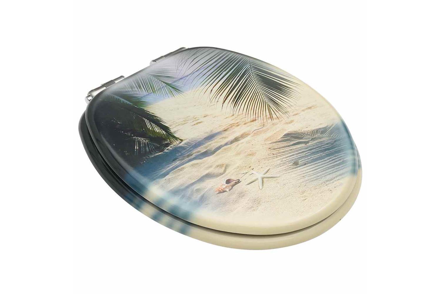 Vidaxl 3056416 Wc Toilet Seats With Soft Close Lid 2 Pcs Mdf Beach Design-3