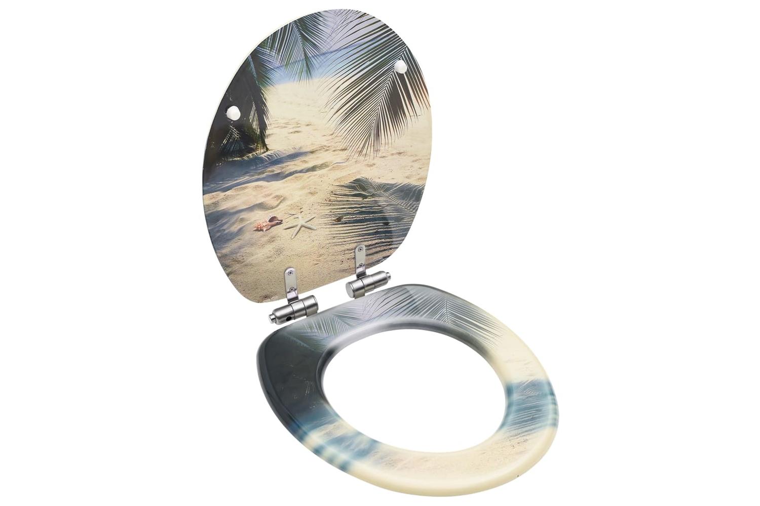 Vidaxl 146918 Wc Toilet Seat With Soft Close Lid Mdf Beach Design