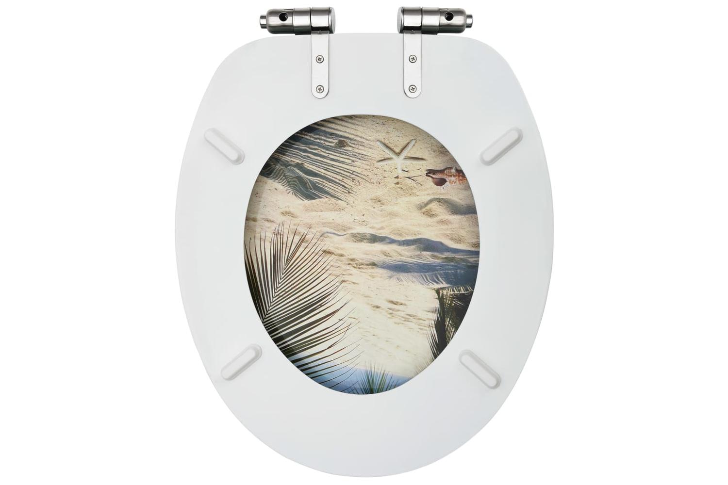 Vidaxl 146918 Wc Toilet Seat With Soft Close Lid Mdf Beach Design-6
