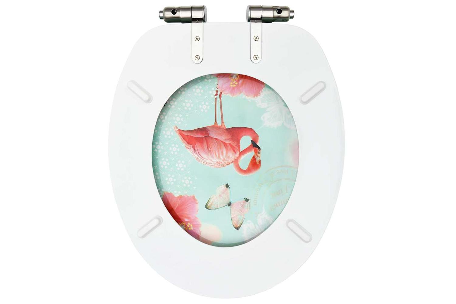 Vidaxl 3056411 Wc Toilet Seats With Soft Close Lid 2 Pcs Mdf Flamingo Design-6