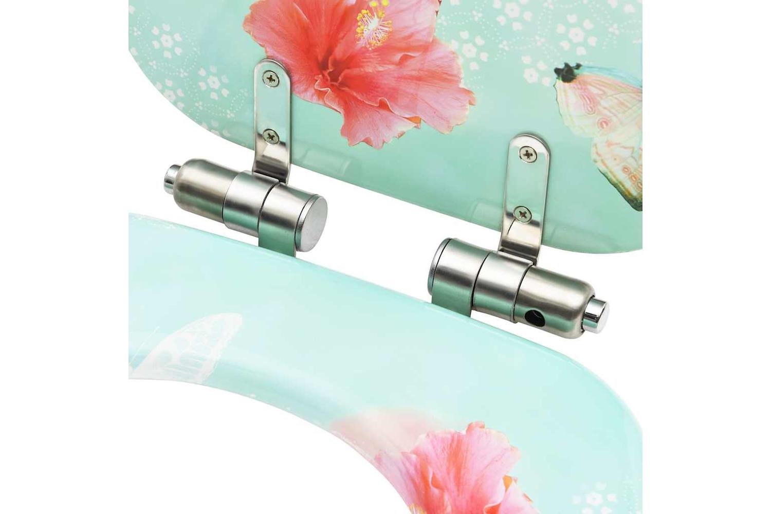 Vidaxl 3056411 Wc Toilet Seats With Soft Close Lid 2 Pcs Mdf Flamingo Design-7