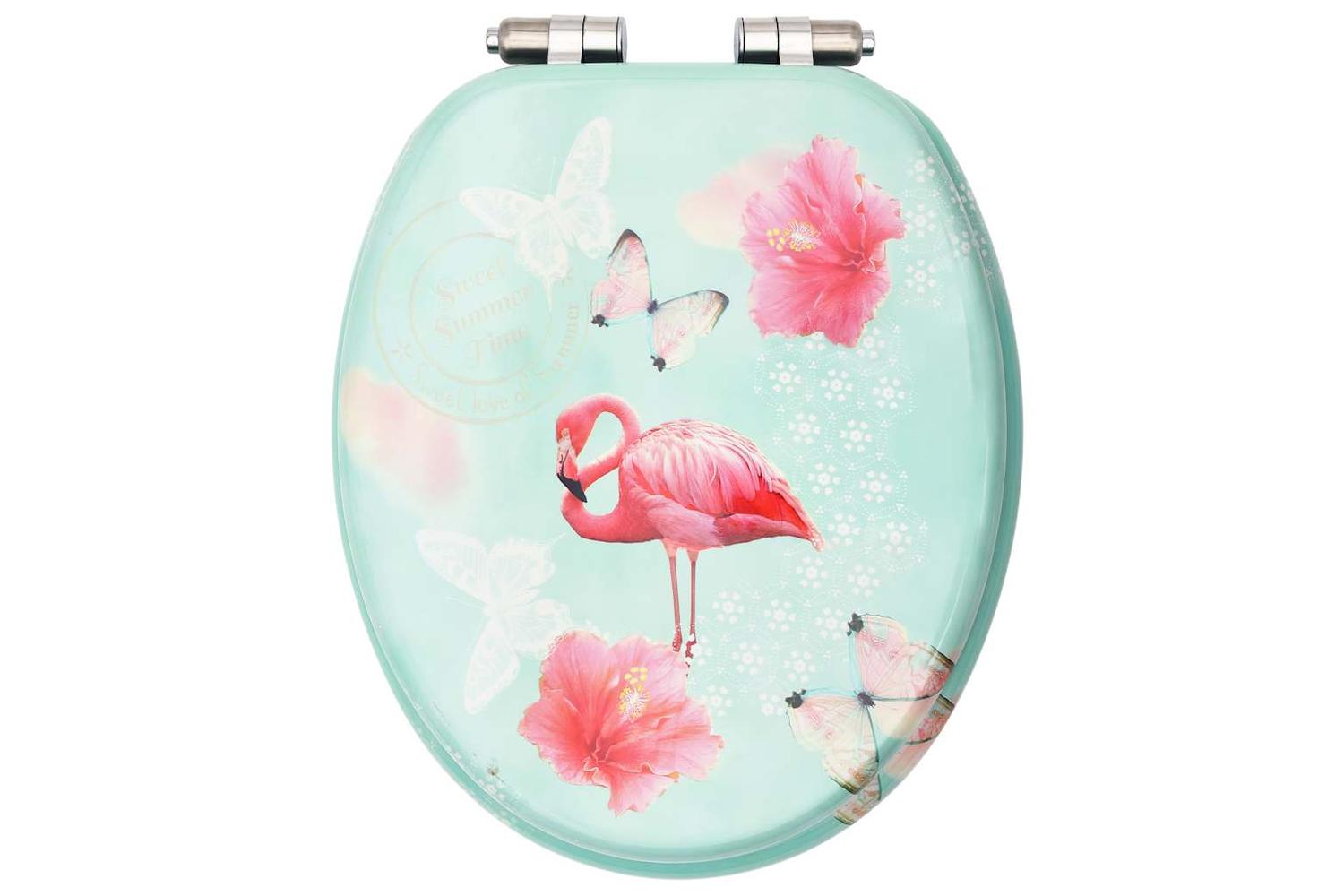 Vidaxl 146912 Wc Toilet Seat With Soft Close Lid Mdf Flamingo Design-5