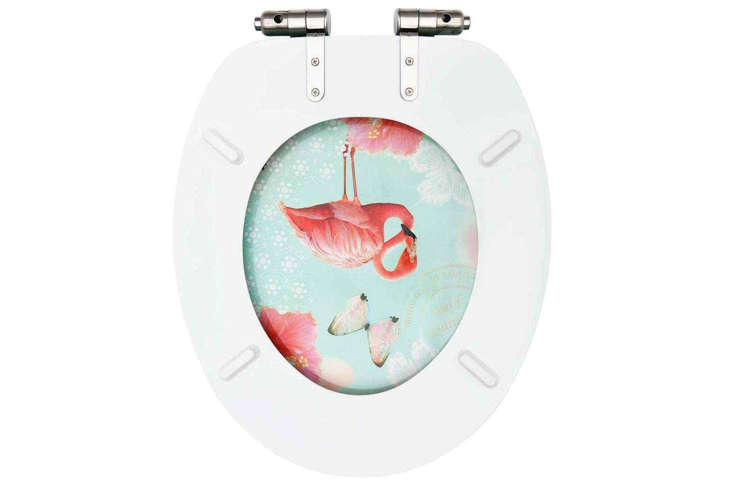 Vidaxl 146912 Wc Toilet Seat With Soft Close Lid Mdf Flamingo Design-6